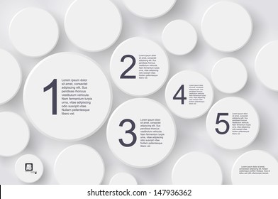 Vector - Numbers in circles: one, two, three, four, five. Isolated on white