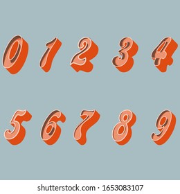 vector of numbers. a collection of beautiful vintage number logos or icon numbers in orange. vector numbers 0 to 9. for promotional purposes, web, posters and others