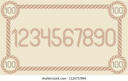 Vector numbers collection made with spirograph pattern, guilloche ornament, best for use in voucher or coupon design.