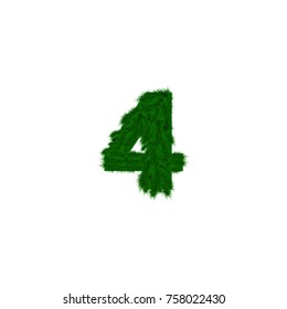 Vector numbers decorated with pine branches. Number- 4. Four