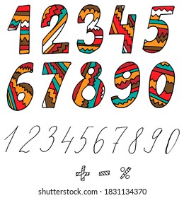 vector numbers of different colors, counting from zero to nine. Color numbers for children