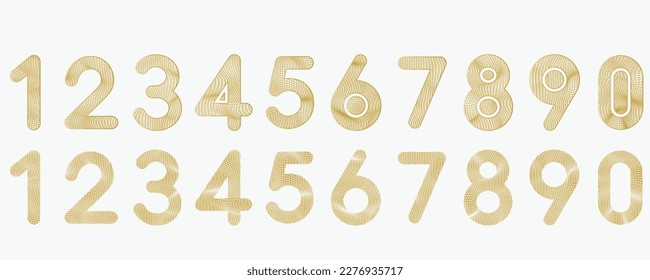 Vector numbers with distorted mesh textures