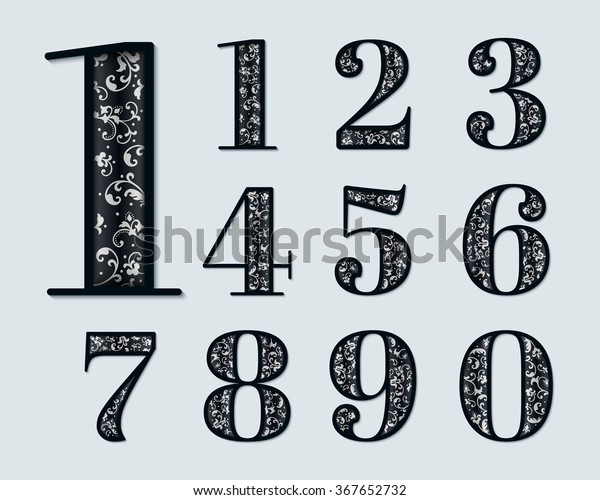 Vector Numbers Elegant Floral Ornaments Inside Stock Vector (Royalty ...