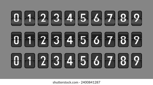 Vector Numbers for Flip Clocks, Split-Flap or Flap Display, White Graphics and Black Flaps