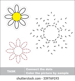 Vector numbers game. Chamomile to be traced.