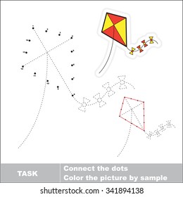 Vector numbers game. toy kite to be traced.