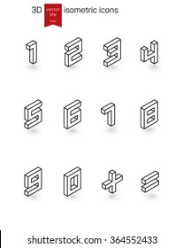 Vector numbers. Isometric Line icons.  Stylized 3D icons for web and mobile devices. 