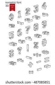 Vector numbers. Isometric Line icons. Stylized 3D icons for web and mobile devices.