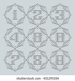 Vector Numbers. Line Signs. Monogram eps Symbols set