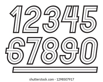 Vector numbers, modern numerals set, can be used in retro poster design