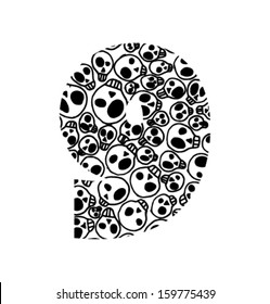 Vector numbers with scary skull pattern - Number 9