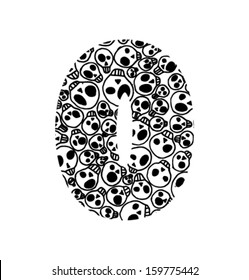 Vector numbers with scary skull pattern - Number 0