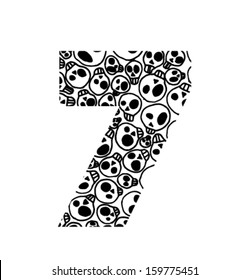 Vector numbers with scary skull pattern - Number 7