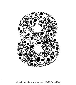 Vector numbers with scary skull pattern - Number 8