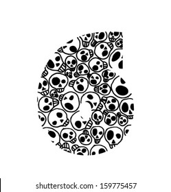 Vector numbers with scary skull pattern - Number 6