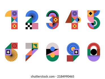 Vector numbers set with bright color from zero to nine. Set of numbers isolated on a white background. 1,2,3,4,5,6,7,8,9,0