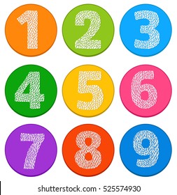 Vector numbers set. Vector design template elements. Set abstract numeric font numbers for abstract art. Number 1, 2, 3, 4, 5, 6, 7, 8, 9, 0