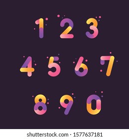 Vector numbers set with gradient color, From zero to nine