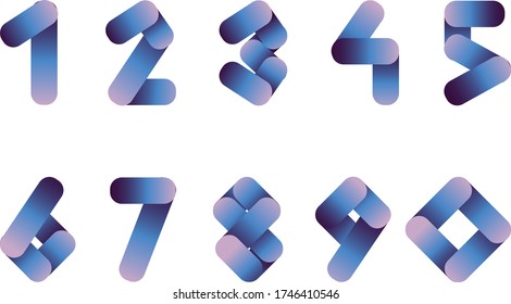 Vector numbers set. Gradient numbers. Heometric gesign. Vector stock illustration. Numbers for print. Round numbers from 0 to 9.