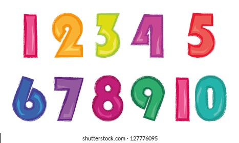 Vector numbers set,colorful glossy numbers