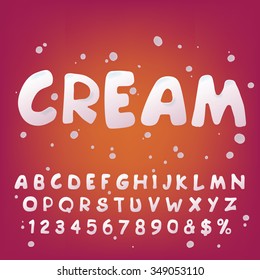 Números vectores y símbolos hechos de crema.
