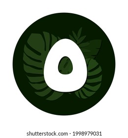 Vector numbers with tropical leaves. Silhouette botanical numbers with shadow in the circle isolated on white background. Vector illustration.