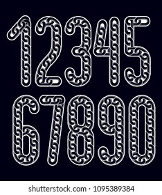 Vector numerals collection. Funky numbers for use as poster design elements. Created using metal connected chain link.