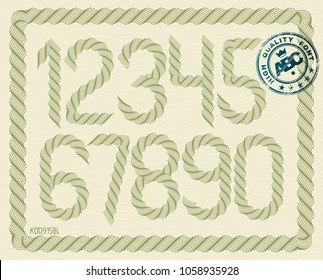Vector numerals collection made with guilloche decoration, beautiful engraving. Can be used as graduation diploma design.