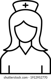 Diseño de iconos de contorno de enfermeras vectoras
