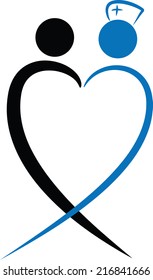 vector nurse with patient  icon / logo / sign