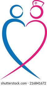 vector nurse with patient  icon / logo / sign