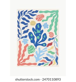 Vector Nursery Poster with Seaweeds.