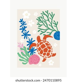 Vector Nursery Poster with Turtle.