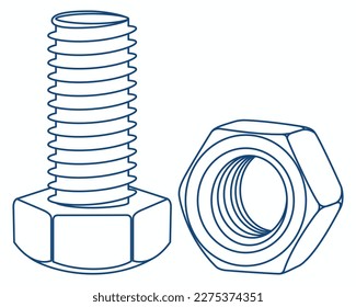 Tornillos y tuercas vectores, Tornillos metálicos, tornillos de acero, tuercas, clavos y remaches aislados en conjuntos vectores blancos