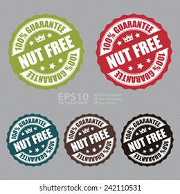 Vector: Nut Free 100% Guarantee Badge, Icon, Tag, Sticker or Label