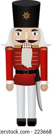 Vector Nutcracker soldado tradicional con fondo blanco aislado