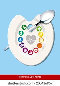 Vector of Nutrient Color Palette Heart Shape Clean Eating Concept.