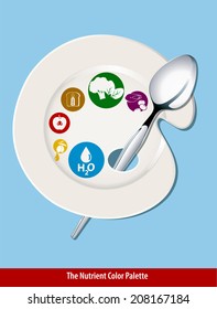 Vector of Nutrient color plate. Clean Eating Concept.