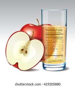 Vector nutrition facts of apple juice