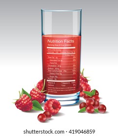 Vector Nutrition Facts Of Cranberry Raspberry Juice