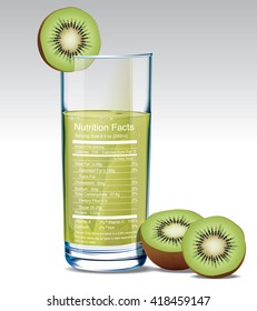 Vector nutrition facts of kiwi fruit juice