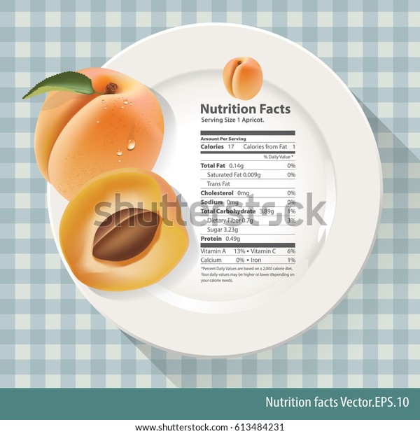 Vector Nutrition Facts One Apricot On 스톡 벡터(로열티 프리) 613484231