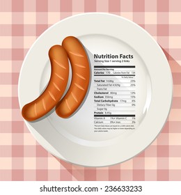 Vector of Nutrition facts pork sausage