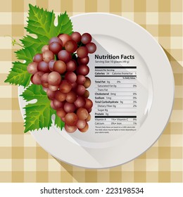 Vector of Nutrition facts red grapes