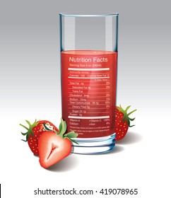 Vector nutrition facts of strawberries Juice