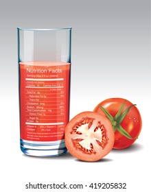 Vector nutrition facts of Tomato Juice