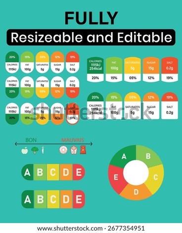 Vector Nutrition Facts Traffic Light Label – Editable Food Packaging Infographic