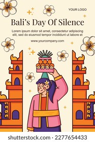 Vector nyepi day of silence flat design vector illustration hand drawn flyer poster template