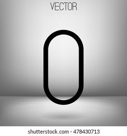 Vector O character. Uppercase. Black minimalistic letter. Zero.