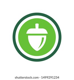 Vector oak acorn symbol, green circle icon - Vector